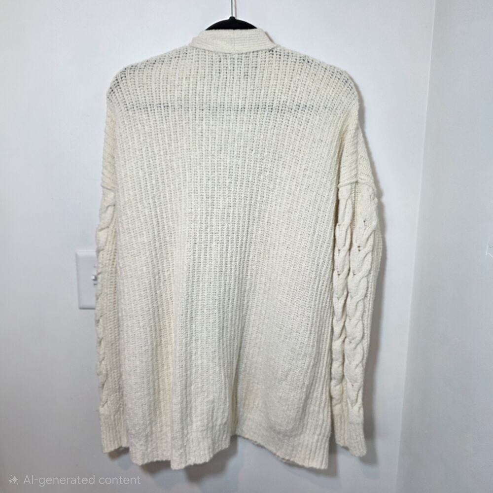 Abercrombie & Fitch Chunky Knit Open Long Cardigan Sweater Pockets Womens Medium - Picture 4 of 8
